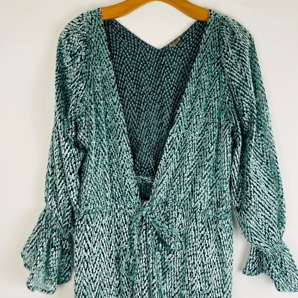 Cult Gaia Oona Dress Seafoam wrap dress with belt long sleeve size M - Picture 2 of 11